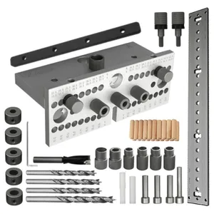 3合1 2合1木工打钉夹具套件可调式钻孔导向榫打孔器定位器，用于家具连接木工