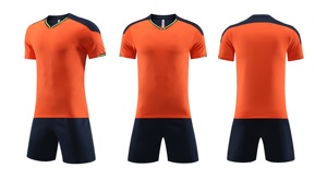 Sublimación personalizada Impresión digital 100% Poliéster Verano Fútbol Jersey Kit Transpirable Secado rápido Cuello en V Manga corta - Product Image 4