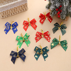 Kerstversiering 2025 Goudfolie Bedrukt Lint Strik Kerststrikken Voor Kerstbomen Ornamenten - Product Image 1