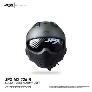 Casque intégral modulaire JPX MX 726 R avec couleur vert uni, design modulaire et confort supérieur pour une conduite sans peur. - Product Image 2