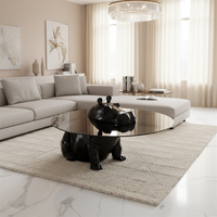 Table basse en verre trempé moderne et luxueuse avec rangement, facile à nettoyer, cadre en fibre de verre pour la maison ou le bar d'hôtel