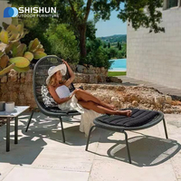 Chaise longue d'extérieur en osier moderne et durable, tissu imperméable, résistant aux intempéries, pour hôtel, cour, piscine