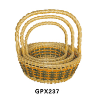 Panier à fruits en osier tendance avec poignées, motif floral, fait main, couleur naturelle, pour la maison, les pique-niques de Pâques, les cadeaux et la décoration intérieure