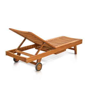 Chaise longue en teck moderne, fabriquée en bois massif et finie avec une couleur d'huile de teck naturelle pour une élégance extérieure contemporaine - Product Image 2