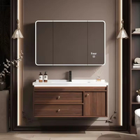 Meuble-lavabo mural moderne et élégant en bois avec comptoirs flottant armoire de salle de bain d'hôtel de luxe