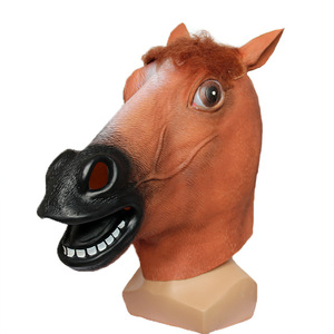 Máscara de cabeza de caballo, disfraz de animal de látex, talla única, para Halloween, accesorios para fiestas de cosplay - Product Image 1