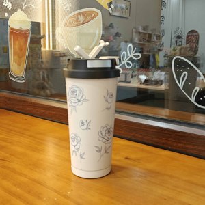 Tasse à café isotherme en acier inoxydable Lily of the Valley avec indicateur <span class=keywords><strong>de</strong></span> température pour eau chaude, cadeau d'affaires - Product Image 4