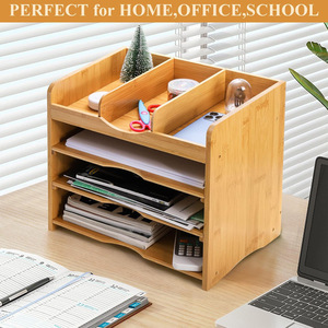 Bamboo Office Organizer Desk <b>Storage</b> Box Multifunctional <b>Filing</b> Cabinet For Document Organization And Stationery <b>Storage</b> - Product Image 3