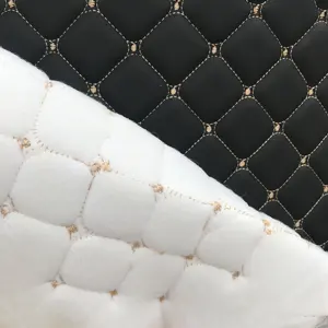 Embroidery Quilted Stitching PVC Synthetic Sponge Leather Fabric For Car Seat Car Mats