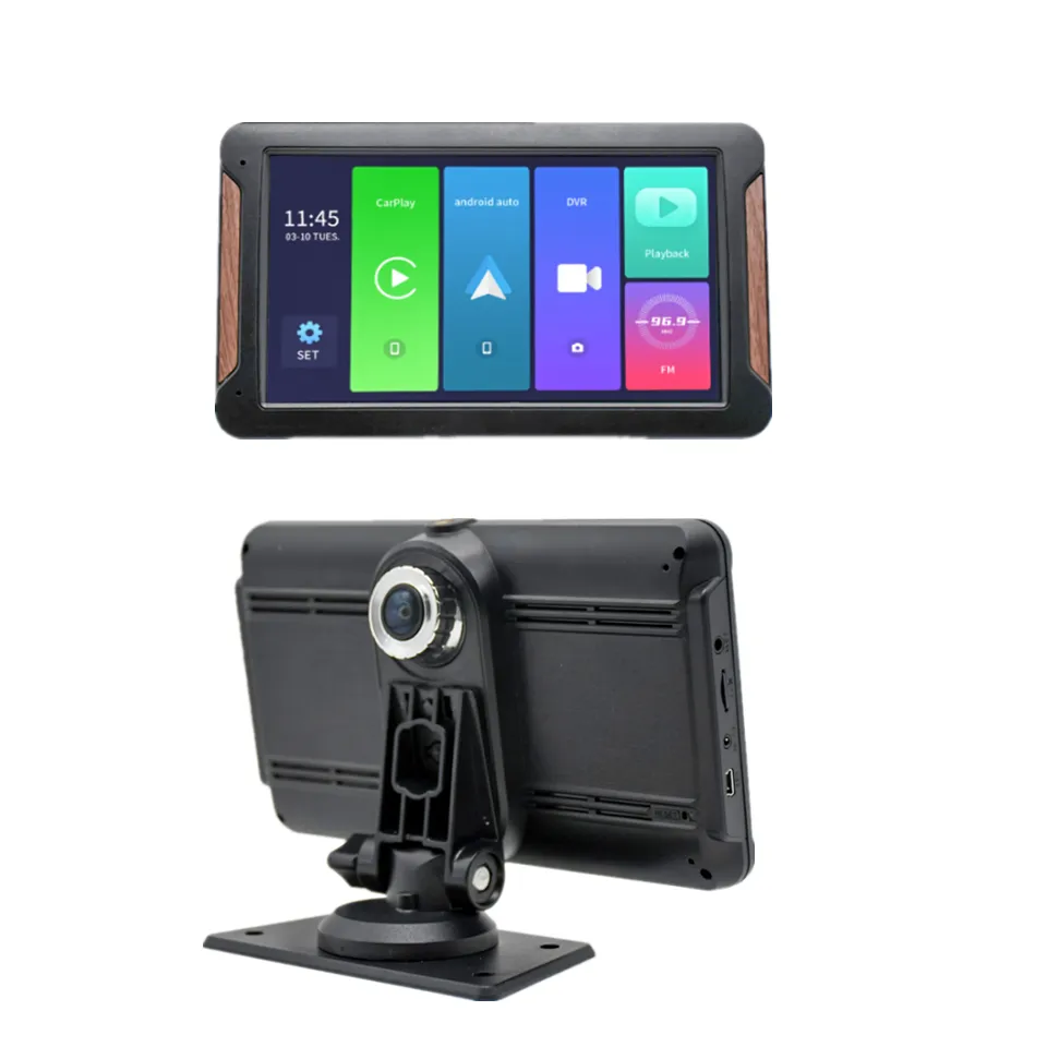 7 inç GPS navigasyon araba Dash kamera küresel ağ + ses kontrolü desteği Carplay + Android oto araba kamera navigasyon