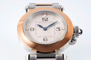 Montre mécanique automatique élégante et tendance, cadran blanc argenté gravé, bracelet en chaîne dorée, verre saphir - Product Image 2