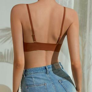Sujetador deportivo sin aros para mujer, de alta calidad, con corte láser, tirantes finos, copas con forma de gota de agua, sin costuras, efecto segunda piel, tipo gelatina. - Product Image 3