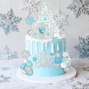 Decoración para Pastel de Princesa de Hielo de 28 Piezas, Corona y Copo de Nieve, Decoraciones para Baby Shower con Temática Invernal, Papel, Estilo Europeo-Americano - Product Image 3