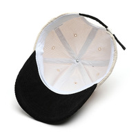 Gorra de Béisbol QOMA al por Mayor para Hombre y Mujer, de Pana de Color Sólido con Bloques de Color, de 6 Paneles, 100% Algodón, con Hebilla Metálica, para Otoño/Invierno, para Exteriores