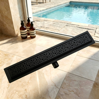 KAIXIN Grille de vidange linéaire noire mate anti-odeur en acier inoxydable 304 moderne pour salle de bain d'hôtel et maison