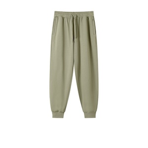 Pantalones Deportivos de Cintura Alta para Hombre, Estilo Urbano, Color Sólido, Felpa, Sueltos, Casuales, 85% Algodón, 15% Poliéster, 380 g/m², Ecológicos - Product Image 1