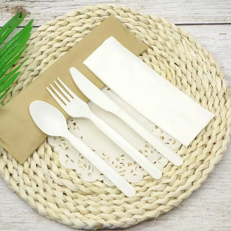 Descartável Fork & Spoon Set Biodegradável CPLA Talheres De Plástico Talheres