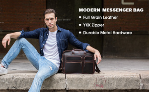 TIDING vente chaude grande capacité Vintage marron clair rétro Crazy Horse <span class=keywords><strong>cuir</strong></span> sac de messager hommes mallette pour ordinateur portable sac - Product Image 6