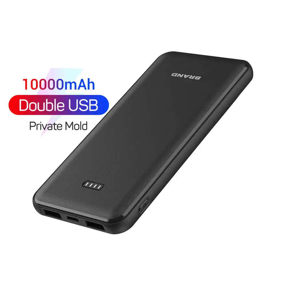 Factory Low Cost Thin 10000mAh Portable Mobile Phone Double USB Charger Outdoor Power Bank