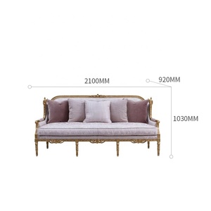 Palais français rétro meubles en bois massif haut rebond européen ancien Style ensemble salon or traçage tissu canapé de luxe - Product Image 6