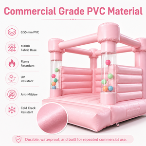 Château gonflable rose personnalisé pour événements commerciaux, location de château gonflable pour fêtes d'anniversaire d'enfants, événements en plein air - Product Image 4