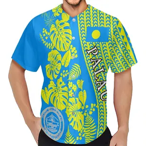 블루 남성 폴로 셔츠 Phonpei 섬 패턴 남성용 짧은 소매 셔츠 폴리네시아 부족 인쇄 남성 셔츠 주문형 인쇄