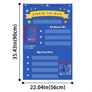 Tableau mural en tissu « Étoile de la Semaine » pour la décoration de la salle de classe, tableau d'affichage pour fournitures de bureau et scolaires - Product Image 2