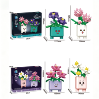 Mini-Plante en Pot Blocs de Construction Jouet DIY Ensemble d'Assemblage de Pot de Fleurs pour Enfants Décoration de Bureau et Maison Cadeau Promotionnel en Gros