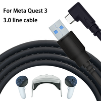Kabel Transfer Data USB C Universal, kabel sudut kanan VR 5 Meter untuk Meta Quest 3 Tautan USB 3.0