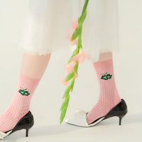 Chaussettes roses à motif d'oeil vert à la mode tenue pour femmes mignonnes accessoires assortis articles d'habillage