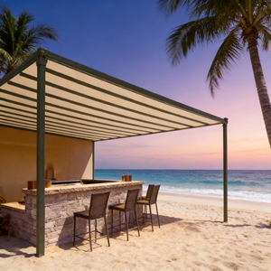Pergola Commerciale Retrattile Estensibile dal Design Moderno con Tenda <span class=keywords><strong>a</strong></span> <span class=keywords><strong>Vela</strong></span> in Textilene, Nuova Tettoia <span class=keywords><strong>da</strong></span> Giardino per Esterni in Alluminio con Telecomando - Product Image 2
