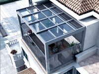 Véranda Moderne Écologique à Toit Rétractable Alimentée par Énergie Solaire, Serre Pliante Extérieure en Verre pour Hall, Entrepôt, Hôtel, Chambre