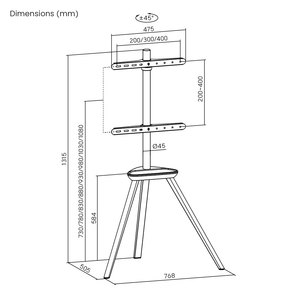 LUMI Vente en gros Écran plat de 45 à 65 pouces Support de studio à 3 pieds en bois Chevalet universel Trépied LED Mobile TV Floor Stand With Mount - Product Image 6