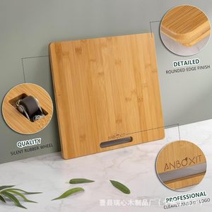 Plateau coulissant en bambou pour appareils de cuisine, plateau mobile en bois massif avec poignée 40x30cm - Product Image 3