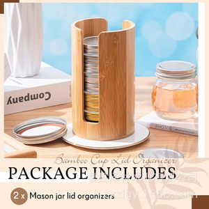 Wooden Mason <b>Jar</b> Lid <b>Storage</b> Cylinder M Size Multi Functional Organizer <b>For</b> <b>Kitchen</b> Use - Product Image 4