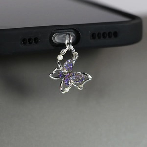 Bouchon anti-poussière universel pour port de charge de téléphone, motif papillon et fleur mignon, en silicone + acrylique, logo personnalisé acceptable - Product Image 6