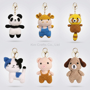Mini Handmade Crochet Animal Keychain Toy Crochet Zodiac Bee Cat Cow Rabbit tiger Pig Panda Monkey <b>Bear</b> Mouse Keychain Bag Charm - Product Image 1