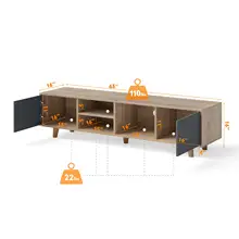 2 Cable Management Holes Open Shelves  MultifuctionStorage TV Cabinet for Living Room Bedroom Console Table Entertainment