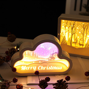 Hiện Đại Tự làm thanh lịch dẫn ánh sáng Hộp Giấy cắt <span class=keywords><strong>diorama</strong></span> tường tác phẩm nghệ thuật khung ánh sáng ban đêm với màu trắng Shades pin cung cấp điện - Product Image 5