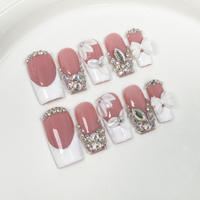 3D Fruit Amandel Franse Stijl Machine Gemaakt 24 stuks Half Handgemaakt Groothandel Acryl Nagels Opzetnagels