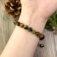 Nouveauté Bracelet en perles d'œil de tigre ajustable fait à la main pour homme Bijoux tressés facettés Cadeau d'anniversaire