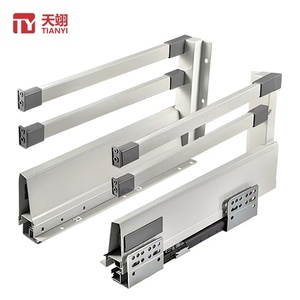 Quincaillerie de meubles très demandée : Poignée latérale double barre en métal avec fonction de fermeture amortie pour cuisine, appartement, salle de bain - Product Image 1