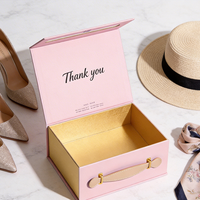 Boîte en carton pliable de luxe avec logo imprimé en couleur personnalisée, pour vêtements, chaussures, cosmétiques, emballages cadeaux, avec poignée en PU