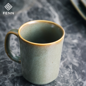 Tazza da caffè smaltata reattiva In ceramica verde brillante con manico verde <span class=keywords><strong>speciale</strong></span> glassa In movimento tazza da tè - Product Image 4
