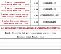 Cable eléctrico para olla caliente, Control de temperatura, Cable de alimentación, inserción, tipo aguja, Control de temperatura, ranura de alambre, boca plana