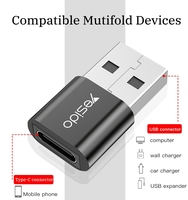YESIDO GS09 Mini Adaptador OTG de Aleación de Aluminio USB Tipo C, Lector de Tarjetas U-disk, Convertidor de Ratón