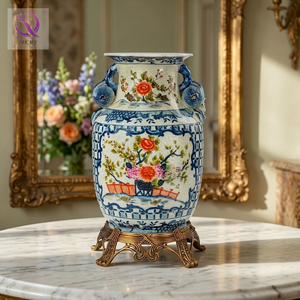 Vase en céramique artisanal exquis, style Art Déco, inspiré de la dynastie <span class=keywords><strong>Yuan</strong></span>, motif pot à gingembre émaillé, pour table - Product Image 1