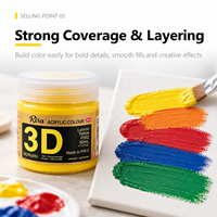 Peinture acrylique 3D de qualité artistique, pot de 50 ml, couleurs profondes et vives, imperméable, résistante à la lumière, texture épaisse, pour toile, pierre, bois, usage professionnel