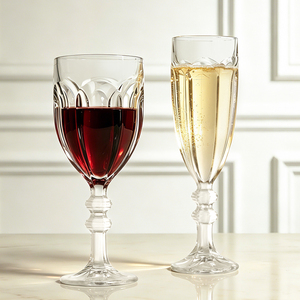 Ensemble de flûtes à vin rouge en <span class=keywords><strong>cristal</strong></span> de qualité supérieure, 9 oz, vintage, gaufrées, sans plomb, écologiques, durables, avec pied, personnalisables - Product Image 2