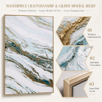 Peinture murale abstraite effet marbre, motif tourbillon turquoise et or, peinture sur toile, décoration intérieure